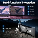 Multi-functional monitor with adjustable brightness and kickstand.