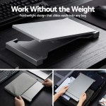 Featherlight laptop stand fits easily into any bag.