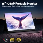16 inch 1080P portable monitor with vibrant display.