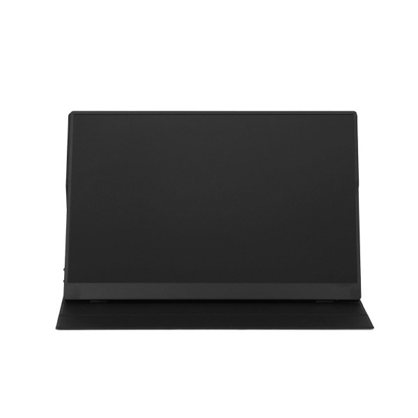 Portable black monitor with protective cover.
