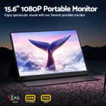 15.6" 1080P portable monitor displaying whale tail.