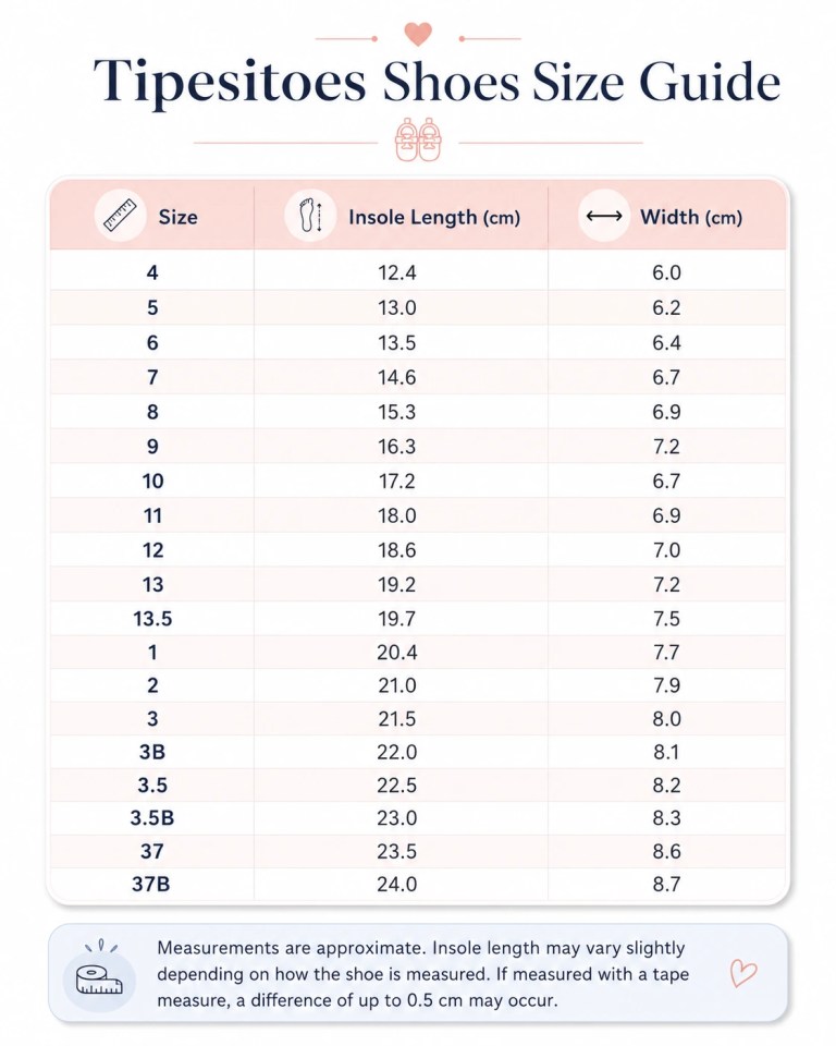 tipsietoes kids ankle boots Tipositoes shoes size guide chart