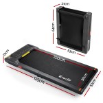 Folding treadmill with dimensions, compact and portable.