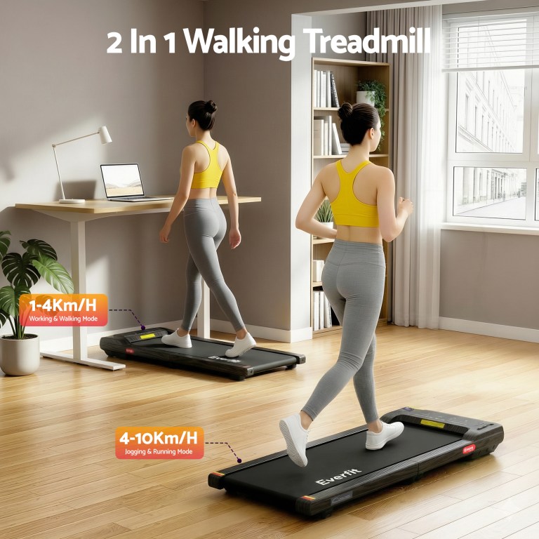 2-in-1 walking treadmill in home office