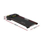 everfit 3 in 1 walking pad treadmill 20% auto incline under desk treadmills for home gym with 40cm wide belt Compact black treadmill with dimensions labeled.