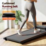 everfit 3 in 1 walking pad treadmill 20% auto incline under desk treadmills for home gym with 40cm wide belt Woman walking on cushioned treadmill indoors