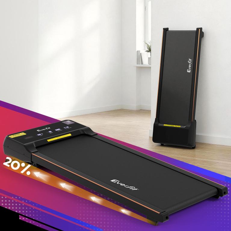 everfit 3 in 1 walking pad treadmill 20% auto incline under desk treadmills for home gym with 40cm wide belt Foldable treadmill with 20% discount in room.