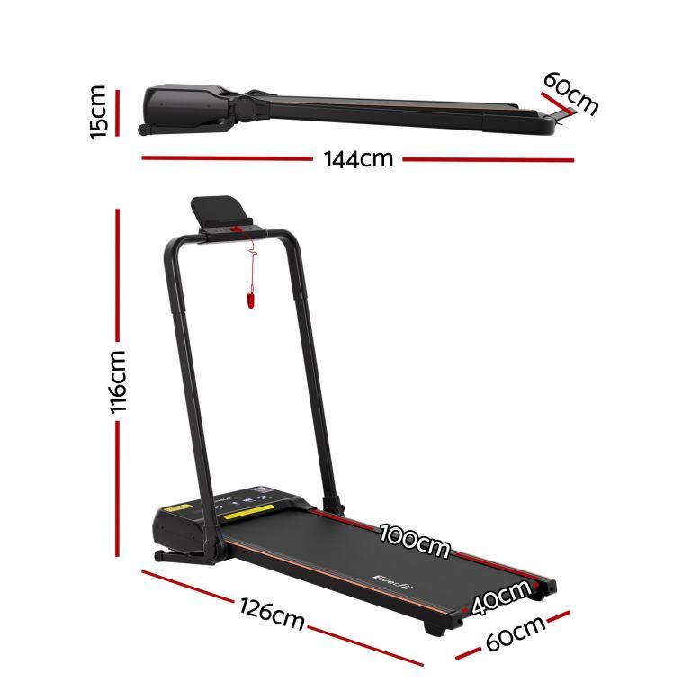 everfit 3 in 1 walking pad treadmill 20% auto incline under desk foldable treadmills for home with 40cm wide belt Folding treadmill dimensions for compact storage.