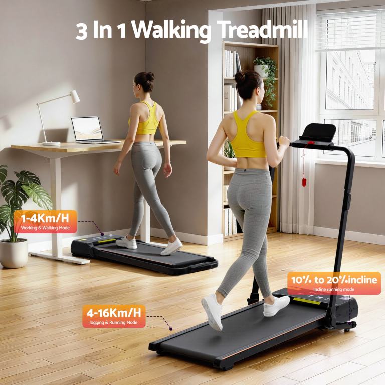 everfit 3 in 1 walking pad treadmill 20% auto incline under desk foldable treadmills for home with 40cm wide belt 3-in-1 treadmill for walking, jogging, running indoors.