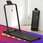 everfit 3 in 1 walking pad treadmill 20% auto incline under desk foldable treadmills for home with 40cm wide belt Foldable treadmill in modern room with discount sign.
