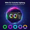 Speaker with colourful DJ lighting effects