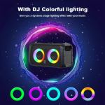 Speaker with colourful DJ lighting effects
