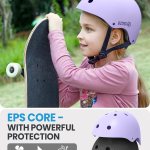 outdoormaster youth & kids bike helmet adjustable multi sports skateboard helmet with removable liners for balance bike, toddler scooter, one wheel hoverboard taro purple small
