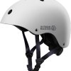 outdoormaster youth & kids bike helmet adjustable multi sports skateboard helmet with removable liners for balance bike, toddler scooter, one wheel hoverboard white medium