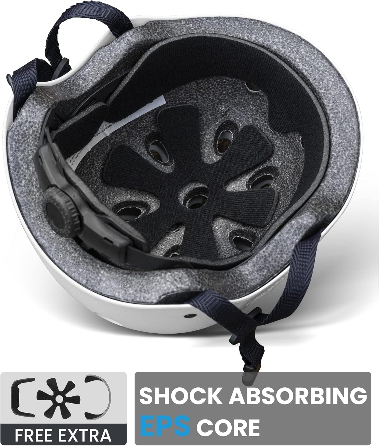 outdoormaster youth & kids bike helmet adjustable multi sports skateboard helmet with removable liners for balance bike, toddler scooter, one wheel hoverboard white medium