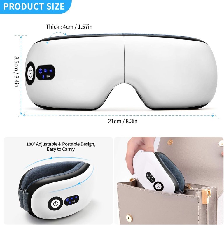eye massager with heat, vibration and warm compress, smart sleeping eyes mask with bluetooth can connect with phone for music eye massager with heat, vibration and warm compress, smart sleeping eyes mask with bluetooth can connect with phone for music