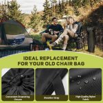 camping chair replacement bag for coleman portable folding chair carry bag with shoulder strap, protective carrying chair bag for travel outdoor camping sports, black (chair is not included)