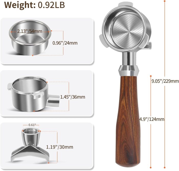 54mm portafilter compatible with breville bes870/878/880/876 series,espresso double spouts portafilter with 3 ear & stainless steel basket 54mm portafilter compatible with breville bes870/878/880/876 series,espresso double spouts portafilter with 3 ear & stainless steel basket
