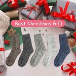 house socks 5 pairs non slip socks women's house socks wool house socks size 41 45 warm heated socks fluffy socks slipper socks winter socks thick socks bed socks lined socks gift idea christmas christmas gift for women