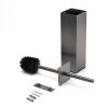 bathroom gun metal grey square toilet brush 304 stainless steel holder cup kit Stainless steel toilet brush set with holder.