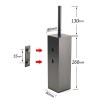 bathroom gun metal grey square toilet brush 304 stainless steel holder cup kit Black door lock with dimensions indicated.
