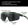 sportiq jnr kids jet black Black polycarbonate sunglasses, UV400 lens with dimensions.