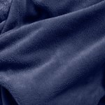 royal comfort snug hoodie nightwear super soft reversible coral fleece 750gsm navy Blue fleece fabric close-up with soft texture.
