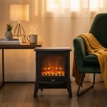 electric 1000w to 2000w fireplace heater with realistic log flame display