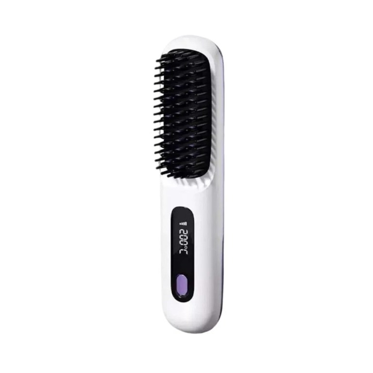 white hair straightener brush travel mini rechargeable hair styler fast heating