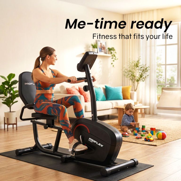 proflex magnetic recumbent exercise bike, lcd display, heart rate sensors, adjustable seat, 8 level resistance, comfortable seated home cardio fitness machine proflex magnetic recumbent exercise bike, lcd display, heart rate sensors, adjustable seat, 8 level resistance, comfortable seated home cardio fitness machine
