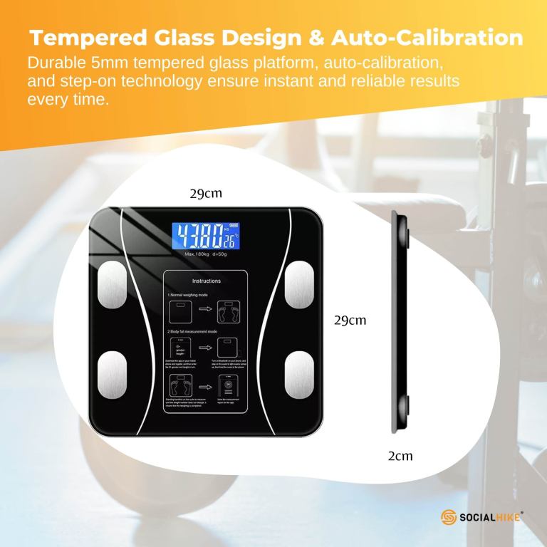 bluetooth smart body fat scale black digital bmi weight usb recharge with app