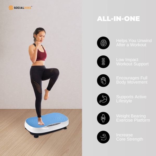 social hike vibration plate machine full body vibrating exercise platform blue