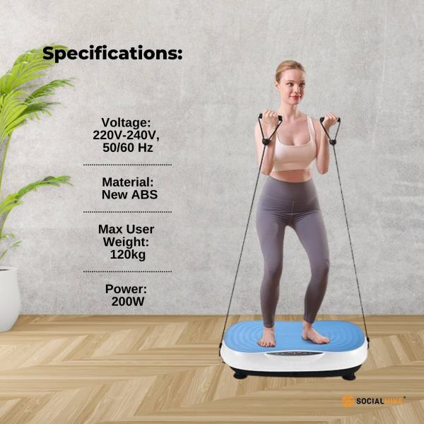 social hike vibration plate machine full body vibrating exercise platform blue