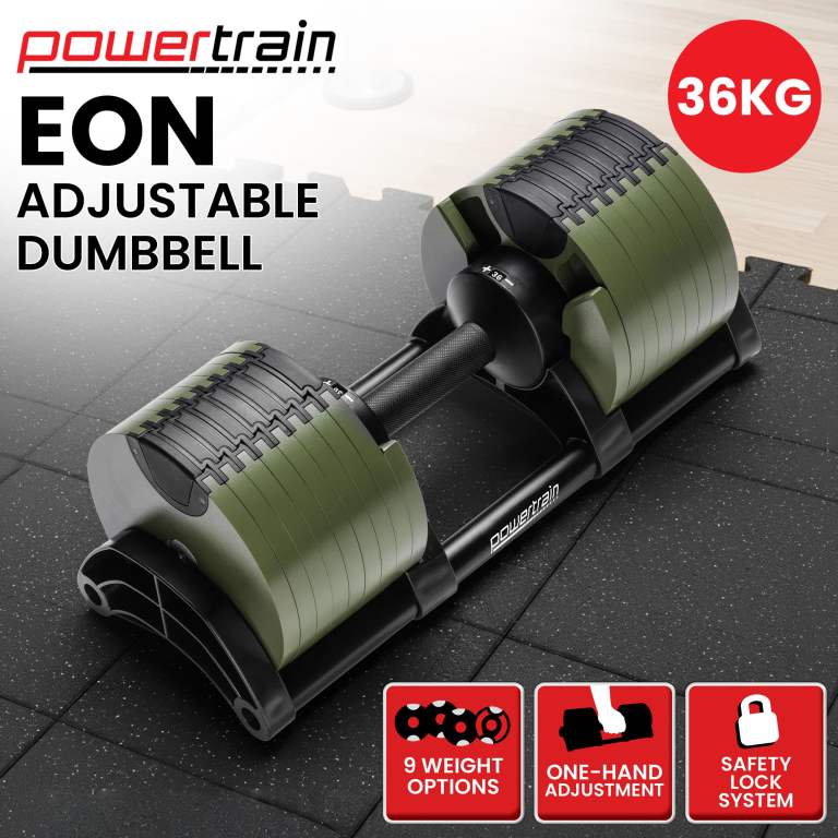 powertrain eon dial up 36kg adjustable dumbbell green