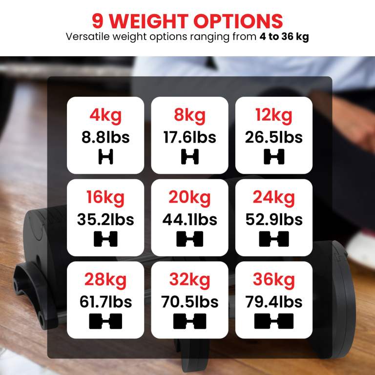 powertrain eon dial up 36kg adjustable dumbbell green