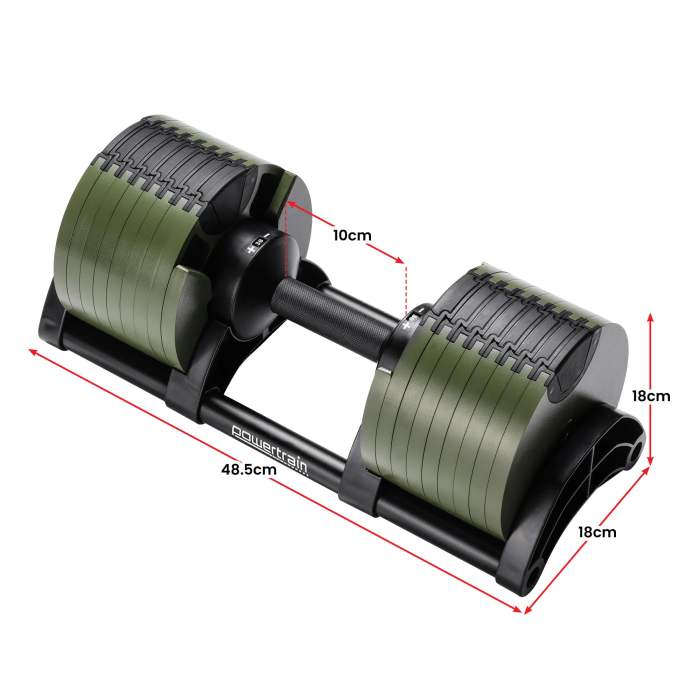 powertrain eon dial up 72kg adjustable dumbbells pair green powertrain eon dial up 72kg adjustable dumbbells pair green