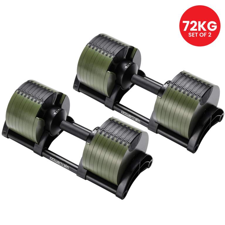 powertrain eon dial up 72kg adjustable dumbbells pair green powertrain eon dial up 72kg adjustable dumbbells pair green