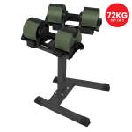 powertrain eon dial up 72kg adjustable dumbbells pair with stand green powertrain eon dial up 72kg adjustable dumbbells pair with stand green
