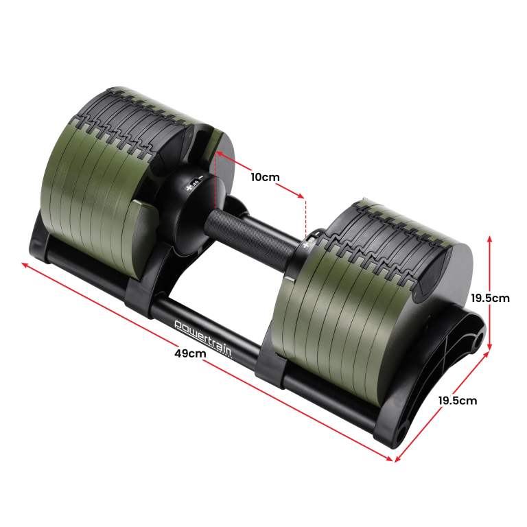 powertrain eon dial up 45kg adjustable dumbbell green powertrain eon dial up 45kg adjustable dumbbell green