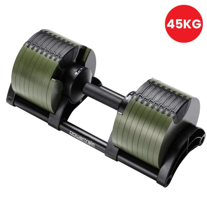 powertrain eon dial up 45kg adjustable dumbbell green powertrain eon dial up 45kg adjustable dumbbell green