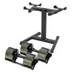 powertrain eon dial up 90kg adjustable dumbbells pair with stand green powertrain eon dial up 90kg adjustable dumbbells pair with stand green