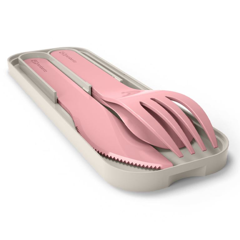 monbento mb pocket plastic cutlery set colour pink blush