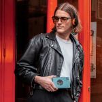 we are rewind portable cassette player & recorder kurt, blue Person in leather jacket with headphones.