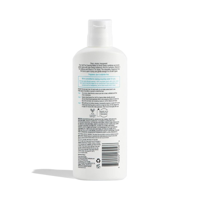 bondi sands 200m l pure self tanning foaming water w/ hyaluronic acid vegan