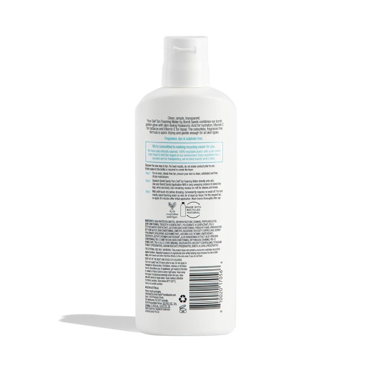 bondi sands 200m l pure self tanning foaming water w/ hyaluronic acid vegan