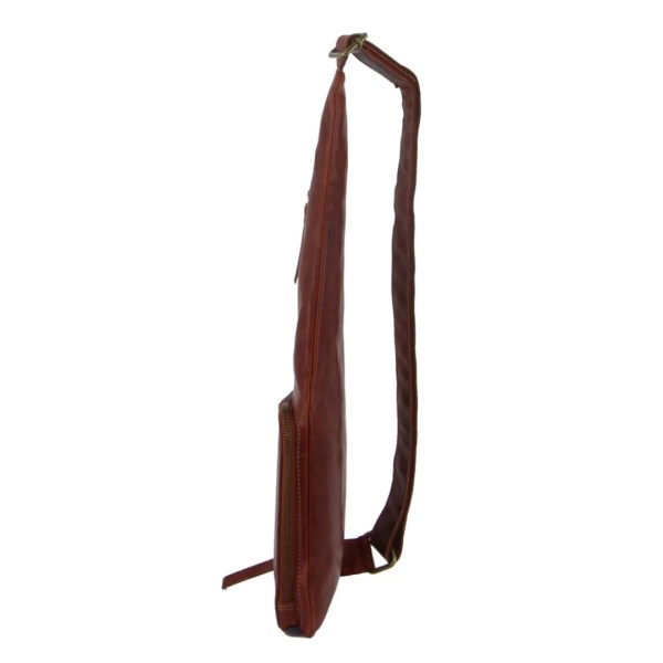 pierre cardin mens sling bag rustic leather crossbody chest backpack chestnut
