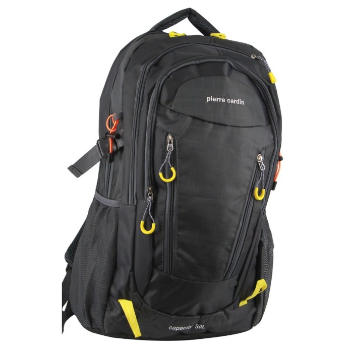 pierre cardin mens nylon adventure travel & sport large backpack bag in grey/black pierre cardin mens nylon adventure travel & sport large backpack bag in grey/black