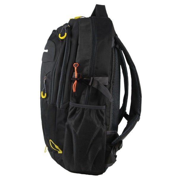 pierre cardin mens nylon adventure travel & sport large backpack bag in grey/black