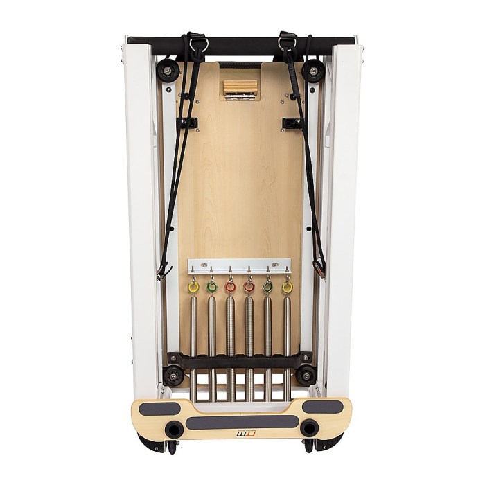 folding pilates reformer machine – home workout bed for full body fitness training Foldable Pilates reformer with springs and straps.