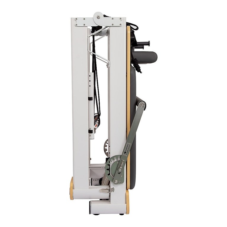 Folded treadmill for compact storage solution.